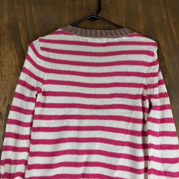 Banana Republic Womens Sweater White Pink Striped Crew Neck Long Sleeve XS - Picture 11 of 12